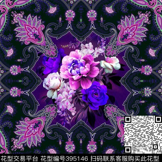 欧式佩斯利花卉数码印花华亿平台下载（图片编号: 395146） - 瓦栏（Walan）