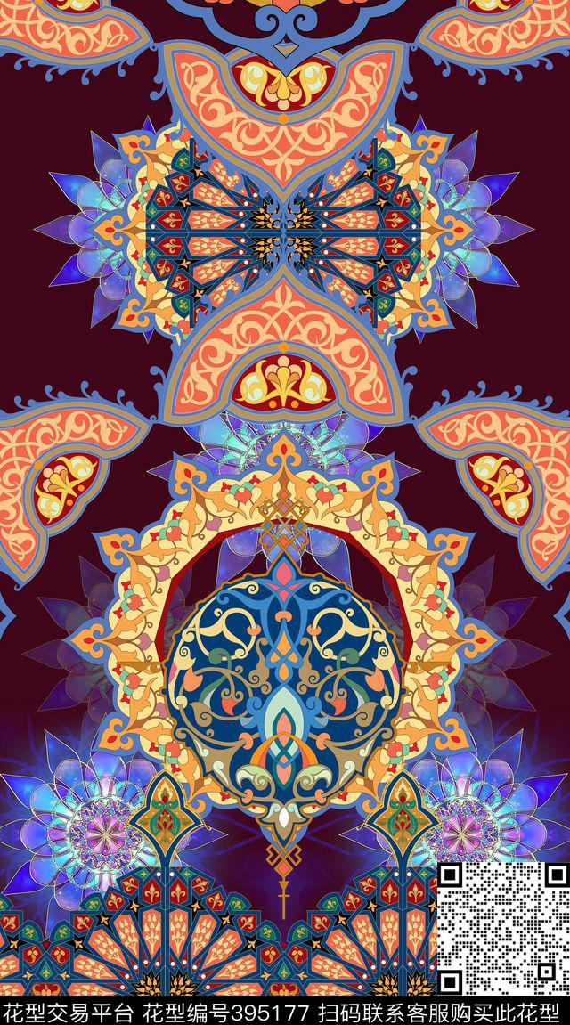 定位复古欧式花纹连衣裙数码印花华亿平台下载（图片编号: 395177） - 瓦栏（Walan）