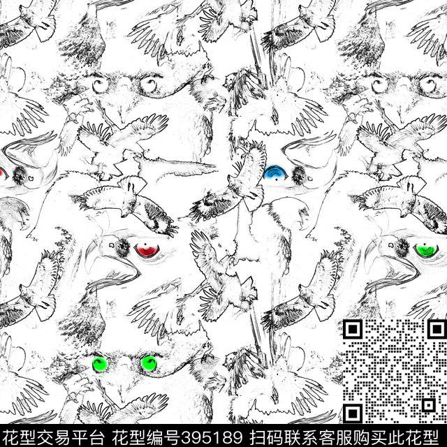 动物老鹰动物类传统印花华亿平台下载（图片编号: 395189） - 瓦栏（Walan）