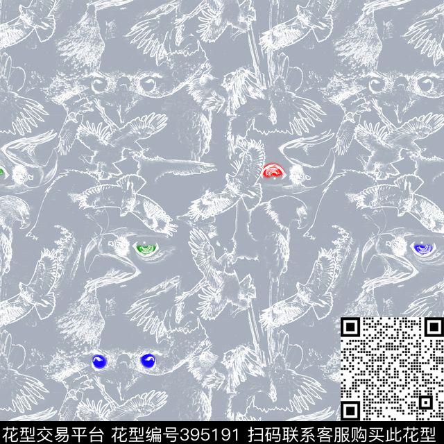 动物老鹰动物类数码印花华亿平台下载（图片编号: 395191） - 瓦栏（Walan）