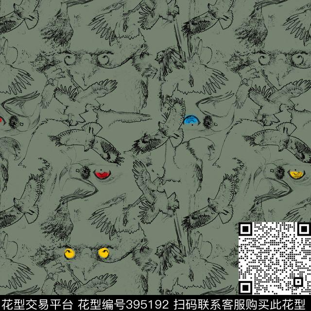 动物老鹰动物类数码印花华亿平台下载（图片编号: 395192） - 瓦栏（Walan）