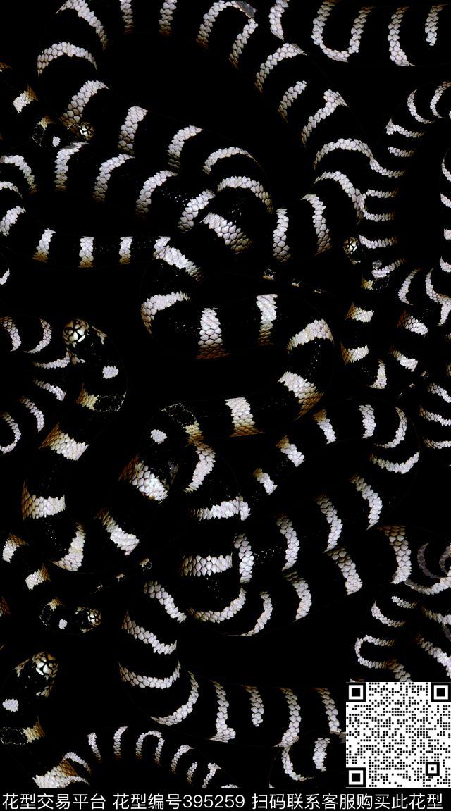 黑白蛇纹条纹数码印花华亿平台下载（图片编号: 395259） - 瓦栏（Walan）