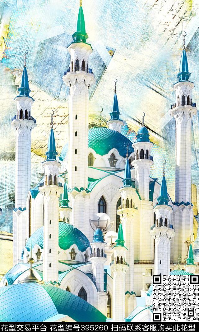 欧式建筑爱琴海数码印花华亿平台下载（图片编号: 395260） - 瓦栏（Walan）