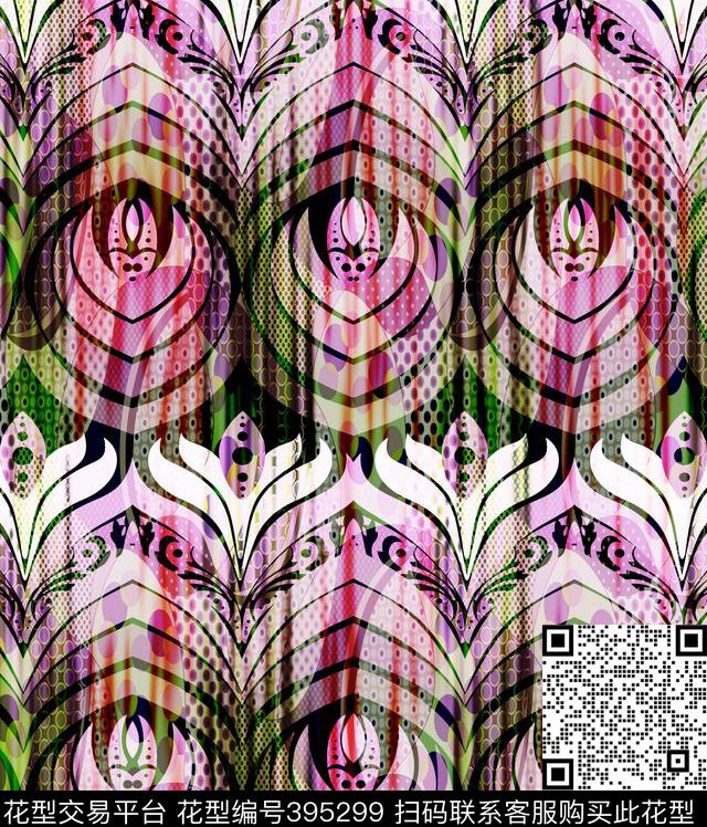 抽象几何数码印花华亿平台下载（图片编号: 395299） - 瓦栏（Walan）