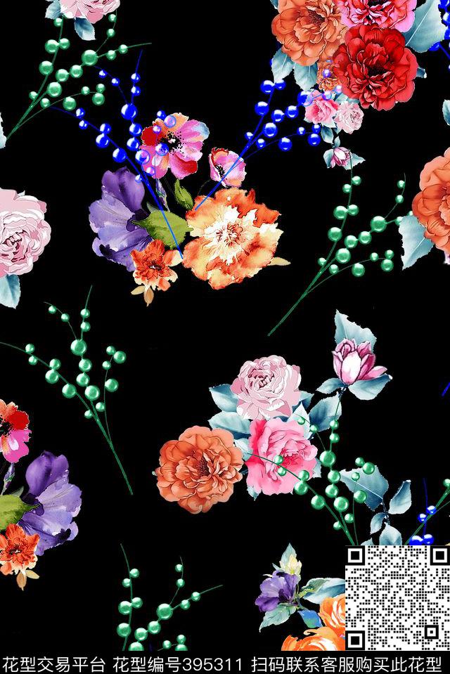 春夏花卉金属数码印花华亿平台下载（图片编号: 395311） - 瓦栏（Walan）