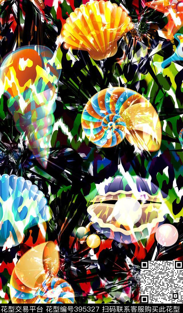 服装贝壳豹纹数码印花华亿平台下载（图片编号: 395327） - 瓦栏（Walan）