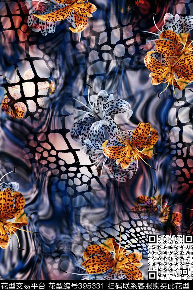 田园抽象写意数码印花华亿平台下载（图片编号: 395331） - 瓦栏（Walan）