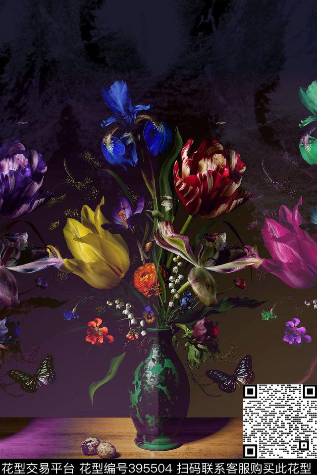 定位花卉花朵数码印花华亿平台下载（图片编号: 395504） - 瓦栏（Walan）