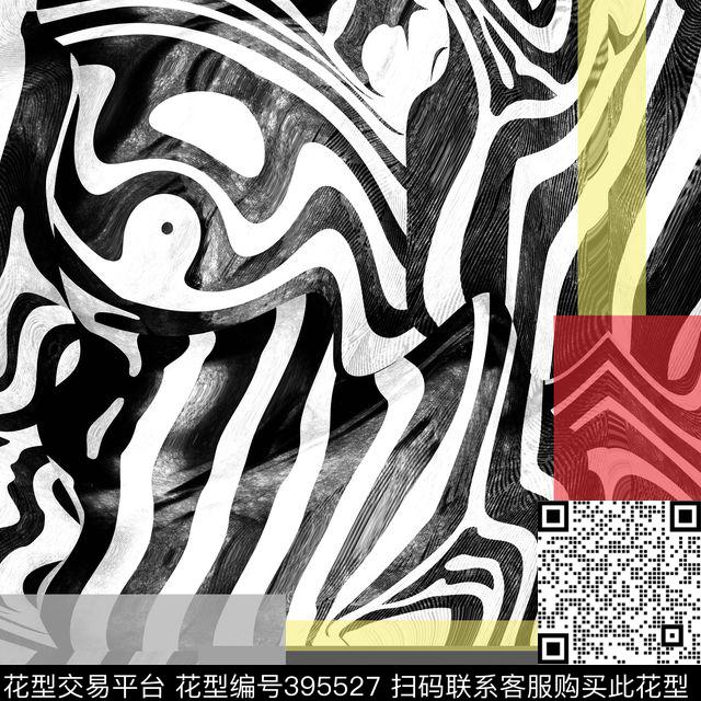 抽象几何斑马纹几何数码印花华亿平台下载（图片编号: 395527） - 瓦栏（Walan）
