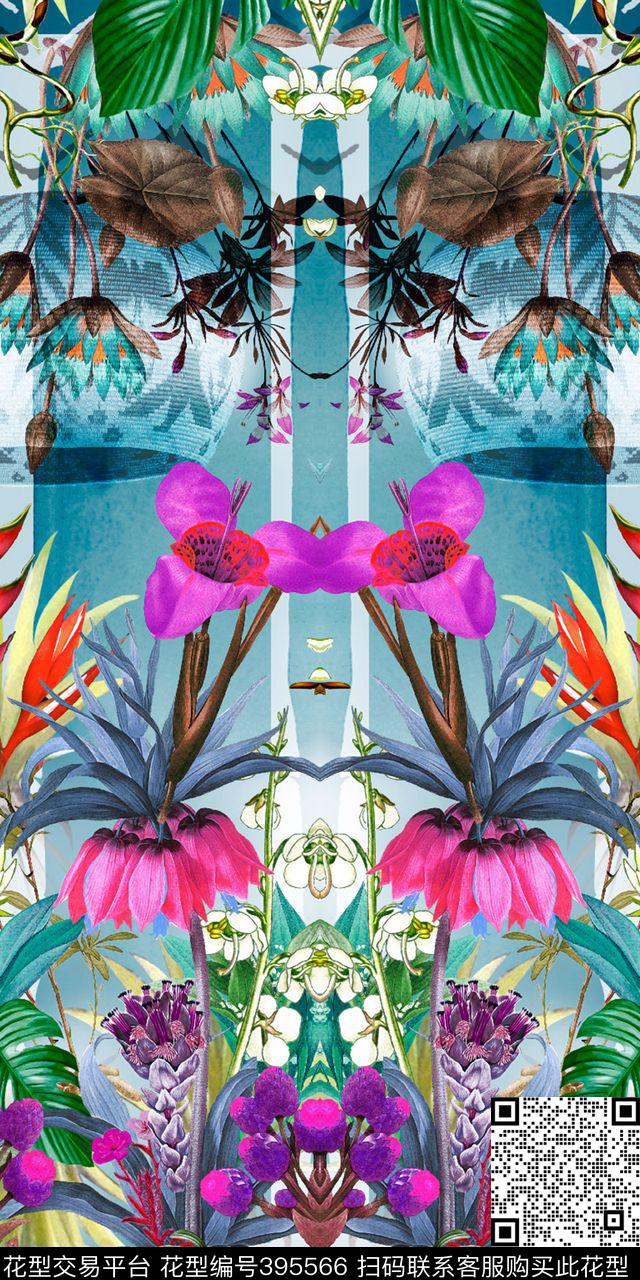定位花卉植物数码印花华亿平台下载（图片编号: 395566） - 瓦栏（Walan）