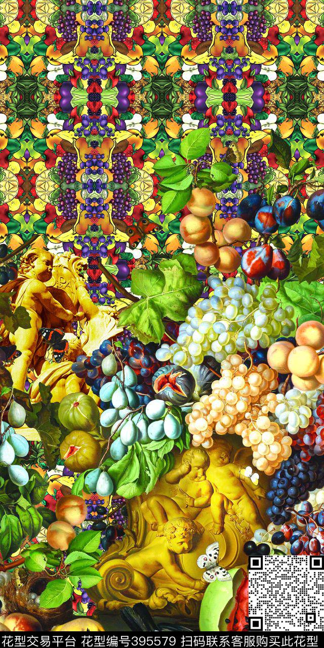 时尚水果雕像数码印花华亿平台下载（图片编号: 395579） - 瓦栏（Walan）