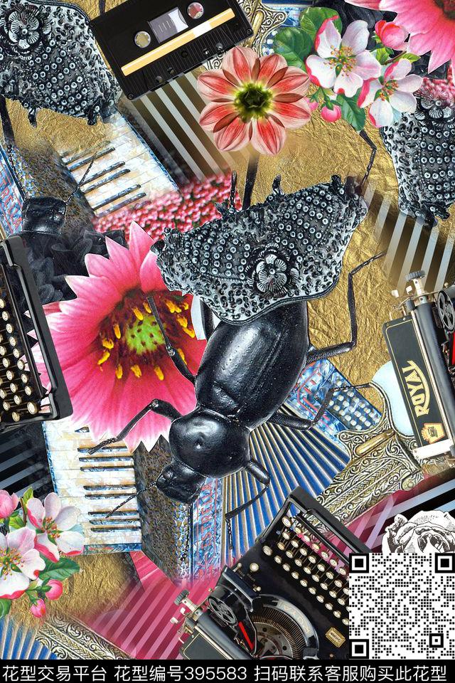 复古甲虫钱包数码印花华亿平台下载（图片编号: 395583） - 瓦栏（Walan）