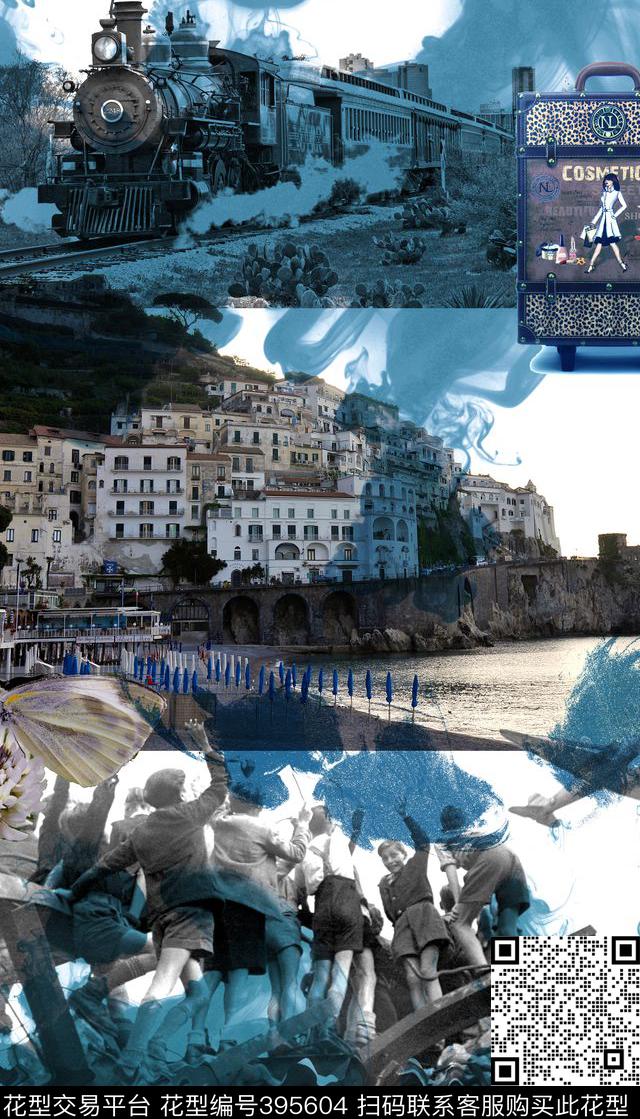 潮流风景复古数码印花华亿平台下载（图片编号: 395604） - 瓦栏（Walan）