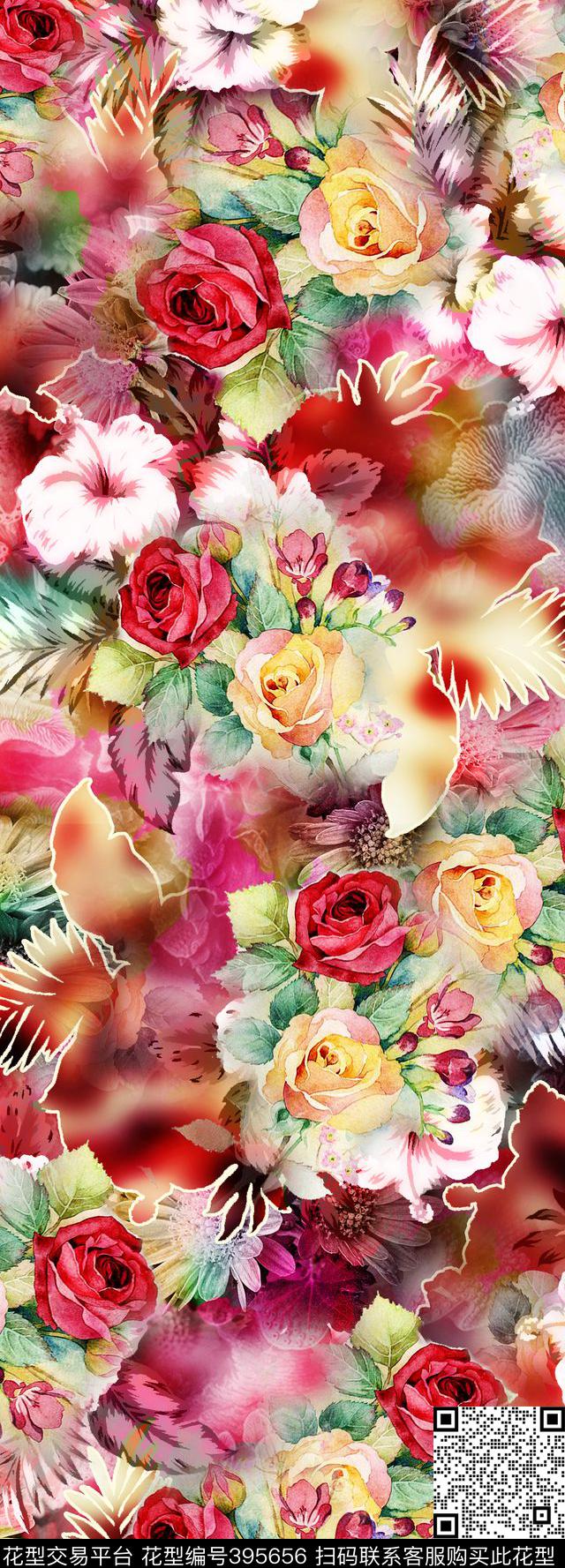 田园写意花数码印花华亿平台下载（图片编号: 395656） - 瓦栏（Walan）