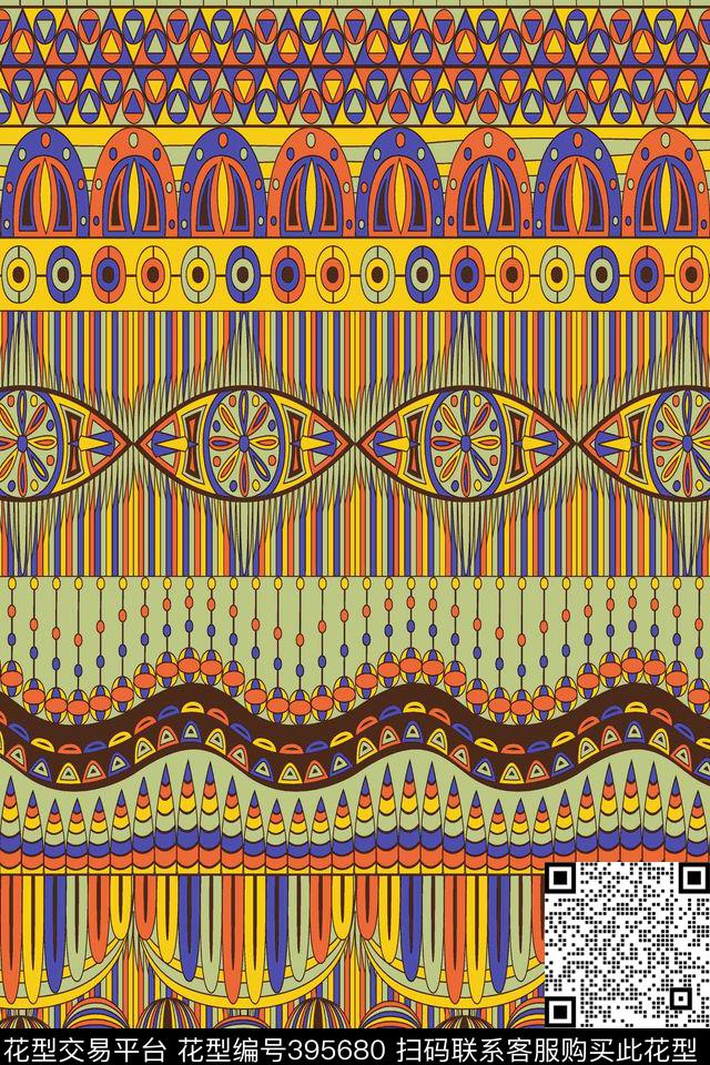 抽象几何复古几何流行时尚数码印花华亿平台下载（图片编号: 395680） - 瓦栏（Walan）