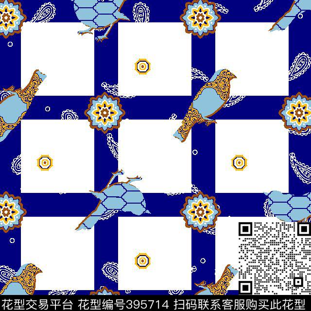 格子花传统印花华亿平台下载（图片编号: 395714） - 瓦栏（Walan）