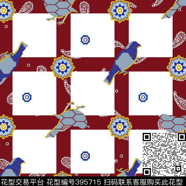 格子花传统印花华亿平台下载（图片编号: 395715） - 瓦栏（Walan）