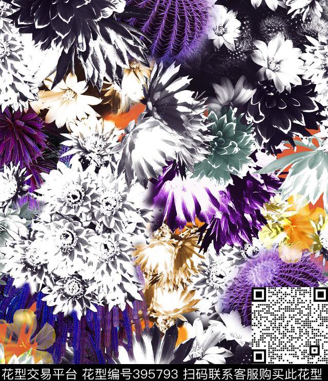 甜美清新仙人球花数码印花华亿平台下载（图片编号: 395793） - 瓦栏（Walan）