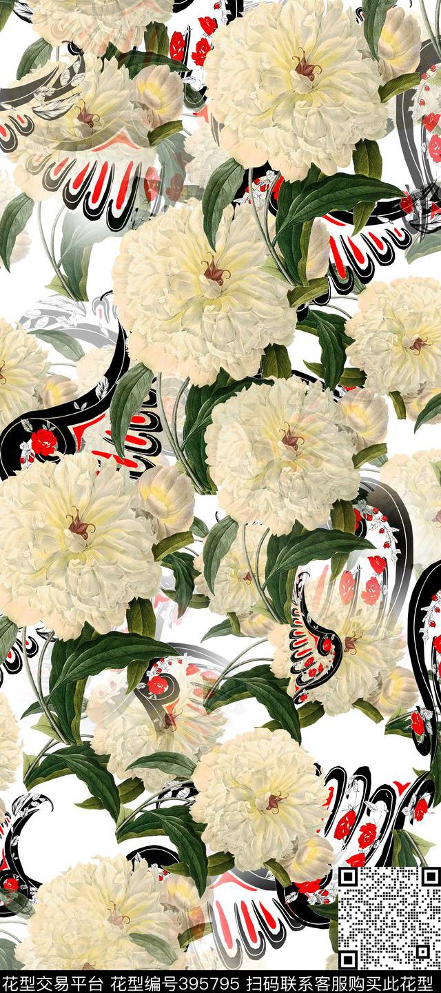 休闲花卉数码印花华亿平台下载（图片编号: 395795） - 瓦栏（Walan）