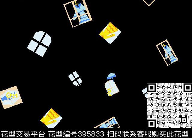 异形壹人行几何花传统印花华亿平台下载（图片编号: 395833） - 瓦栏（Walan）