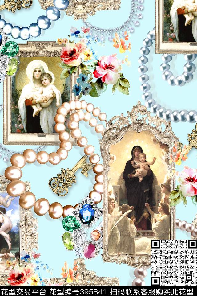 欧式珍珠宝石珠宝数码印花华亿平台下载（图片编号: 395841） - 瓦栏（Walan）