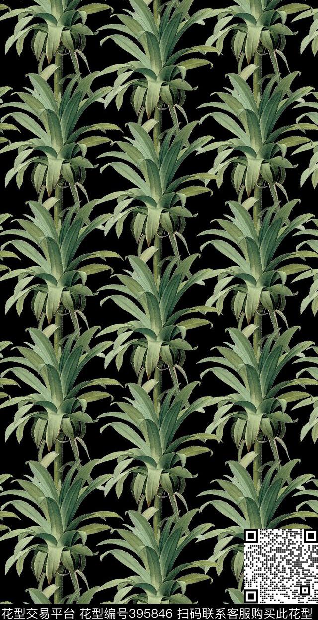 花卉树叶数码印花华亿平台下载（图片编号: 395846） - 瓦栏（Walan）