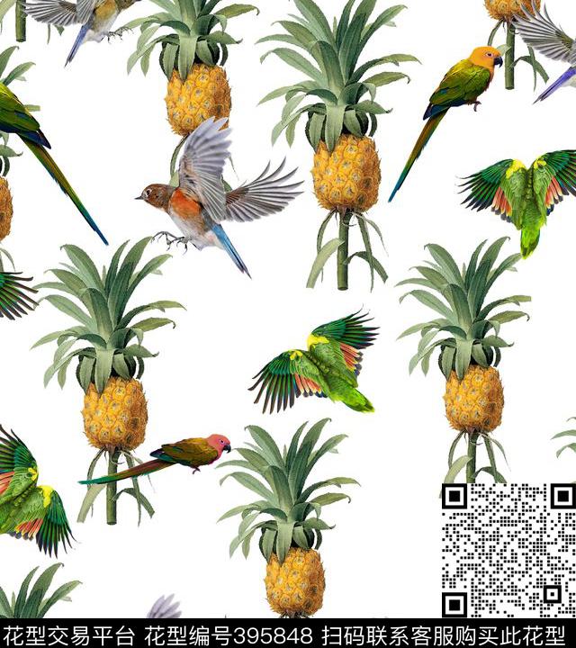 鸟菠萝数码印花华亿平台下载（图片编号: 395848） - 瓦栏（Walan）