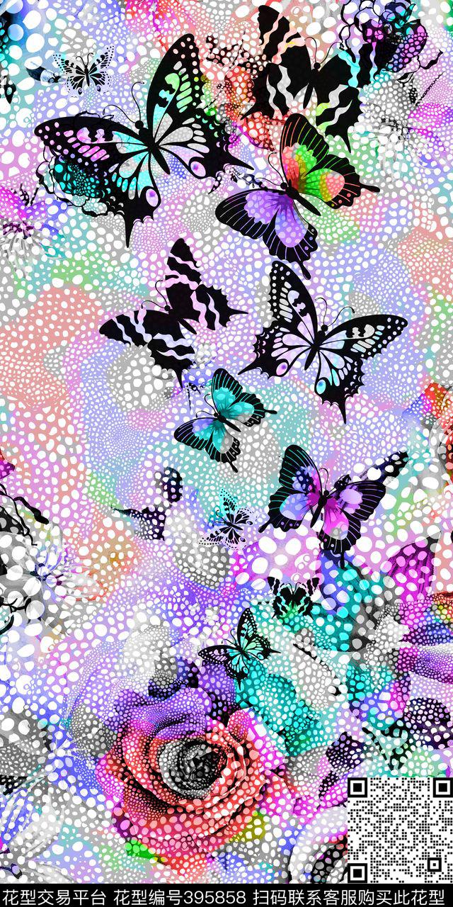 豹点壁纸蝴蝶数码印花华亿平台下载（图片编号: 395858） - 瓦栏（Walan）