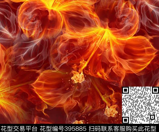 复古华丽火焰数码印花华亿平台下载（图片编号: 395885） - 瓦栏（Walan）