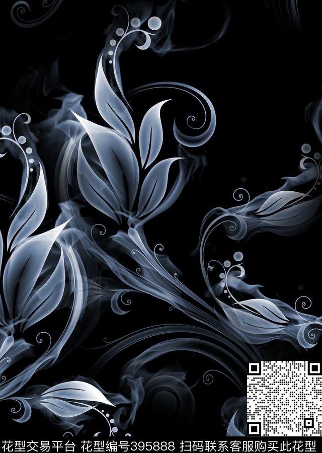 潮流复古花朵数码印花华亿平台下载（图片编号: 395888） - 瓦栏（Walan）