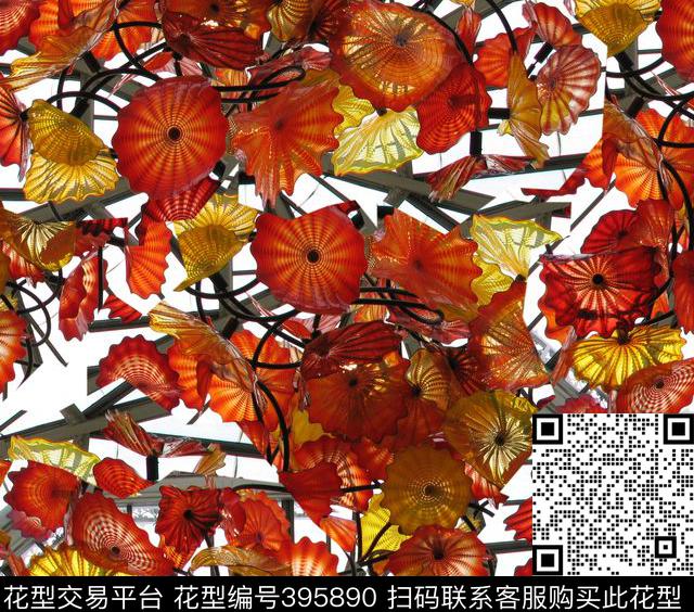 抽象复古花朵数码印花华亿平台下载（图片编号: 395890） - 瓦栏（Walan）