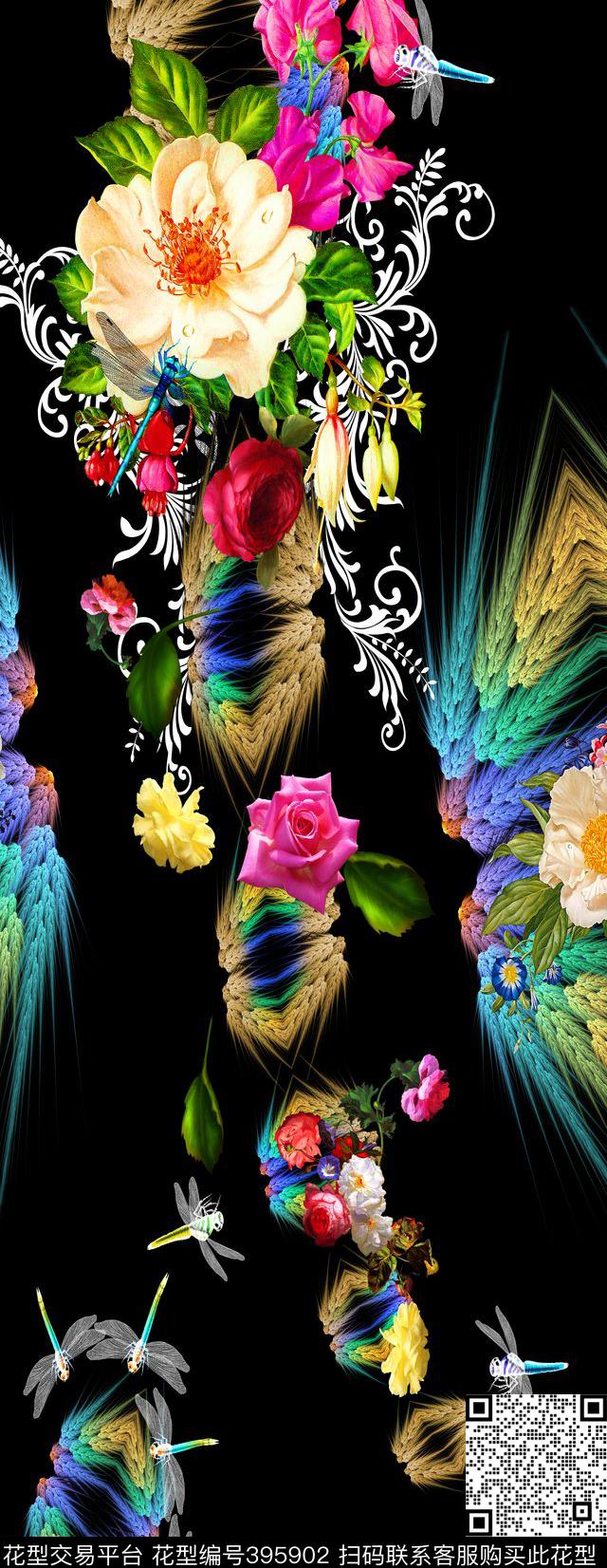 数码定位女装花卉花卉组合数码印花华亿平台下载（图片编号: 395902） - 瓦栏（Walan）