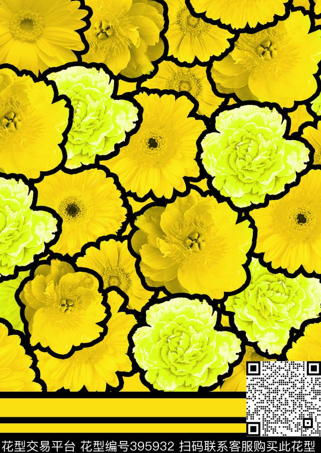 菊花暖色数码印匹布数码印花华亿平台下载（图片编号: 395932） - 瓦栏（Walan）