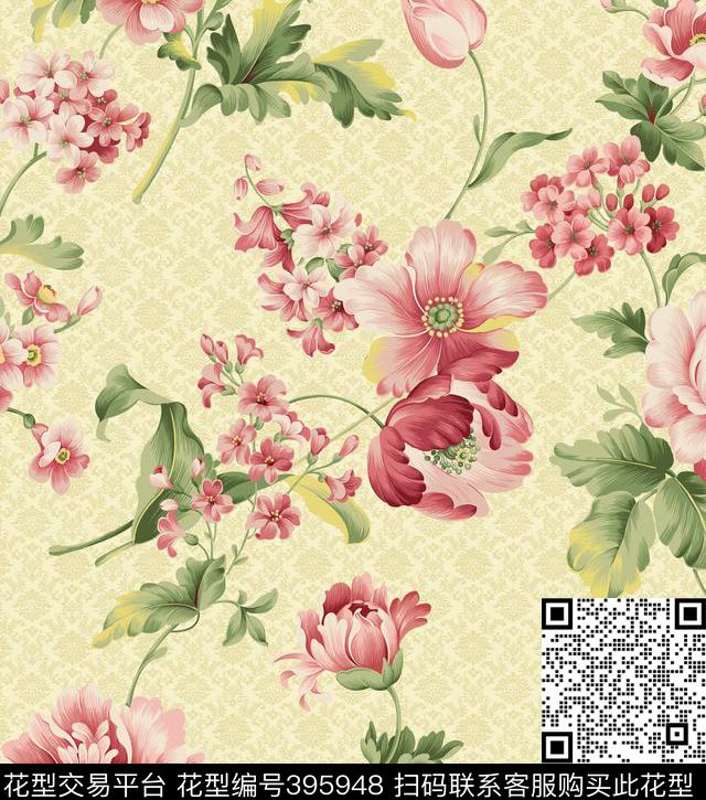花卉传统印花华亿平台下载（图片编号: 395948） - 瓦栏（Walan）