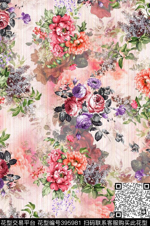 花卉叶数码印花华亿平台下载（图片编号: 395981） - 瓦栏（Walan）