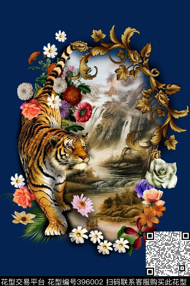 欧式花纹山水花卉动物数码印花华亿平台下载（图片编号: 396002） - 瓦栏（Walan）