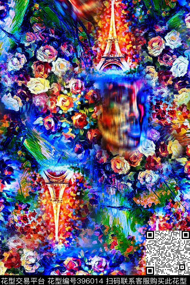 抽象花卉泳装数码印花华亿平台下载（图片编号: 396014） - 瓦栏（Walan）