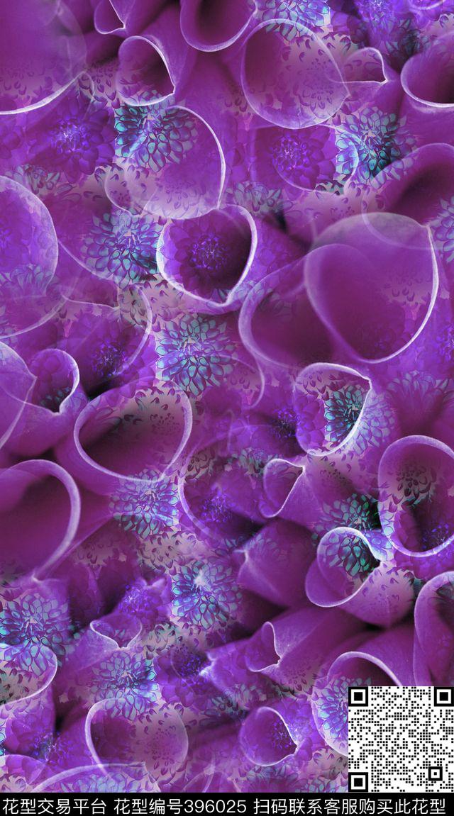 局部大花卉服装数码印花华亿平台下载（图片编号: 396025） - 瓦栏（Walan）