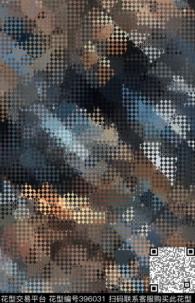 秋冬菱形格子男装数码印花华亿平台下载（图片编号: 396031） - 瓦栏（Walan）