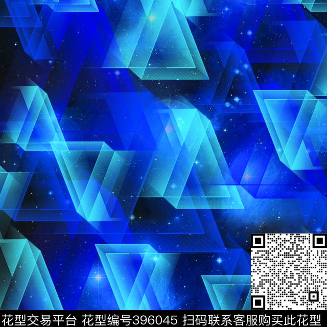 抽象几何星空深蓝数码印花华亿平台下载（图片编号: 396045） - 瓦栏（Walan）