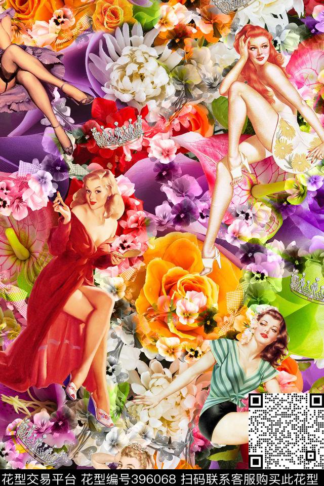 壁纸复古公主数码印花华亿平台下载（图片编号: 396068） - 瓦栏（Walan）