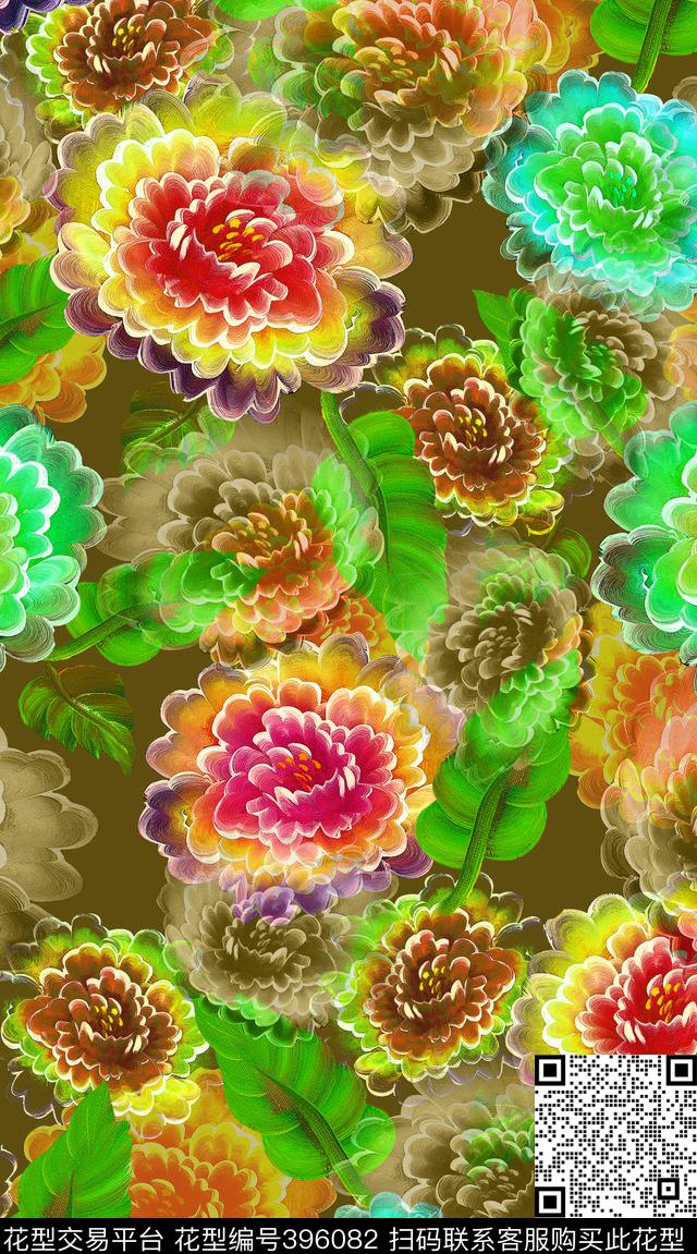 油画抽象线条数码印花华亿平台下载（图片编号: 396082） - 瓦栏（Walan）