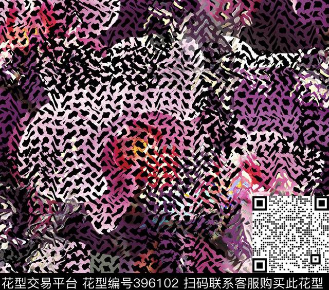 复古抽象植物数码印花华亿平台下载（图片编号: 396102） - 瓦栏（Walan）