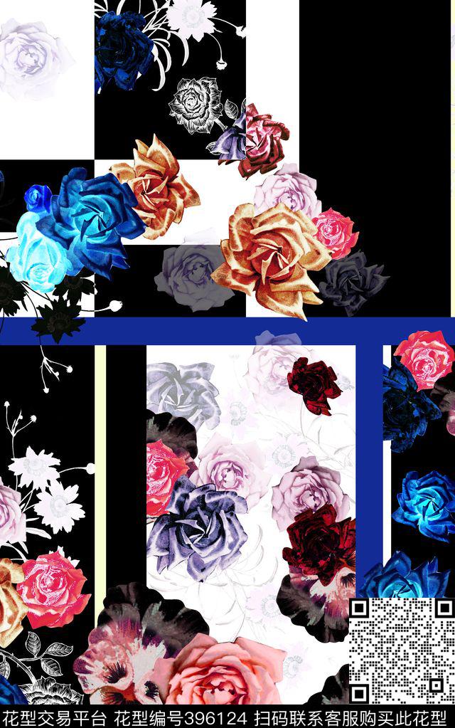 花卉玫瑰花数码花卉数码印花华亿平台下载（图片编号: 396124） - 瓦栏（Walan）