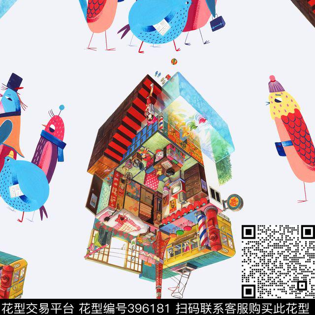 插画潮流复古数码印花华亿平台下载（图片编号: 396181） - 瓦栏（Walan）