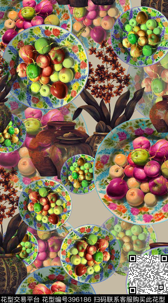 欧式水果瓦罐数码印花华亿平台下载（图片编号: 396186） - 瓦栏（Walan）