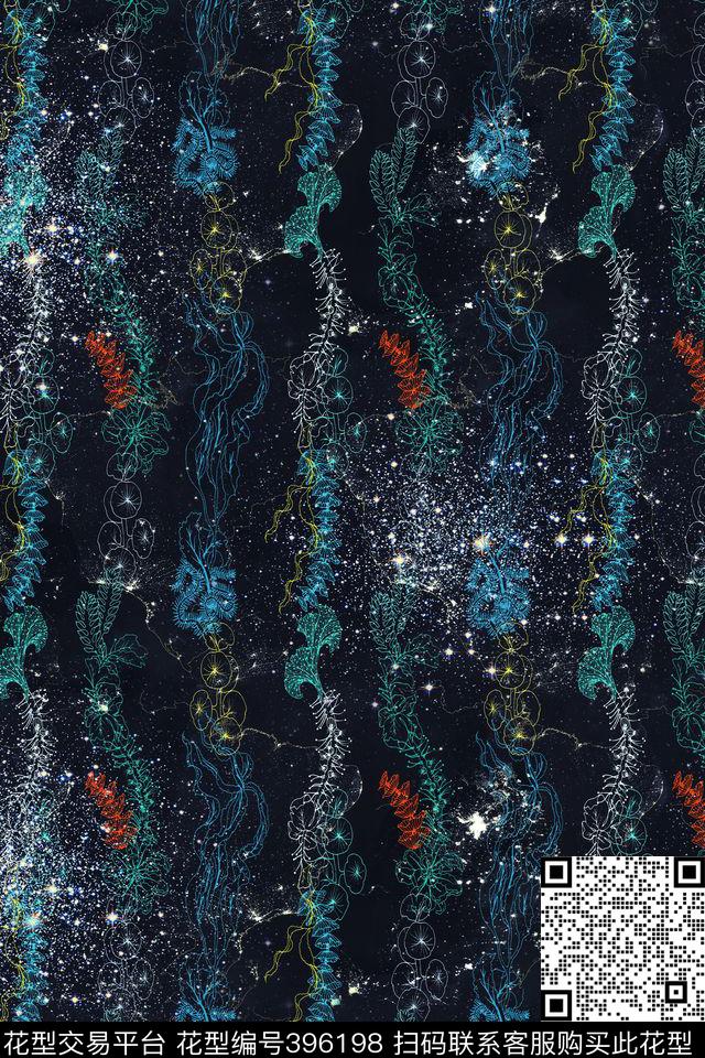 清新深海海洋生物星空数码印花华亿平台下载（图片编号: 396198） - 瓦栏（Walan）