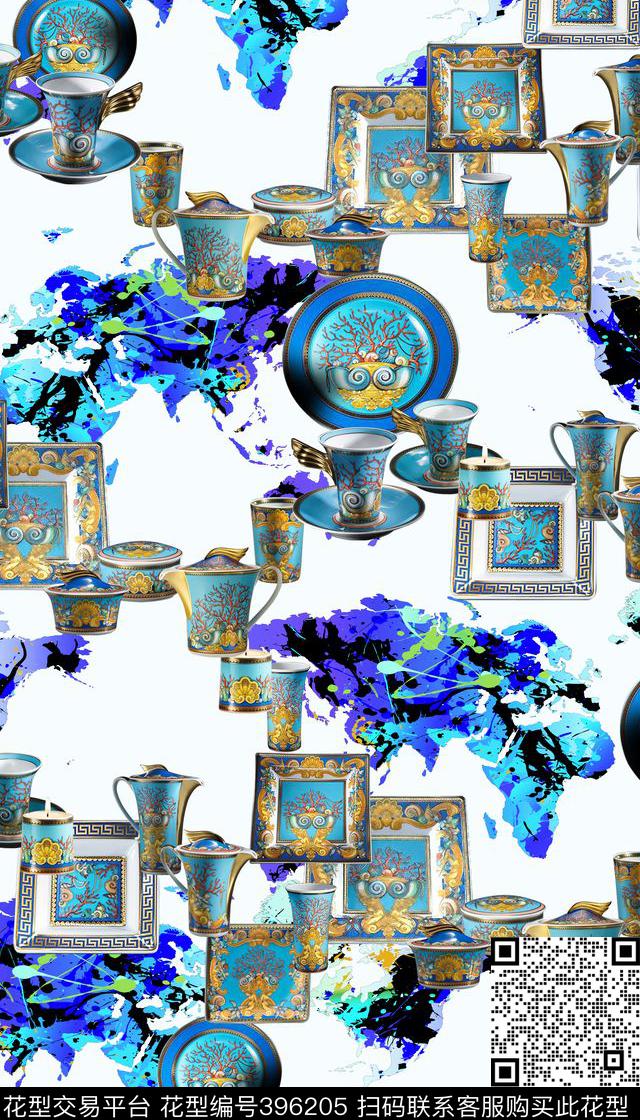 时尚餐具炫彩数码印花华亿平台下载（图片编号: 396205） - 瓦栏（Walan）