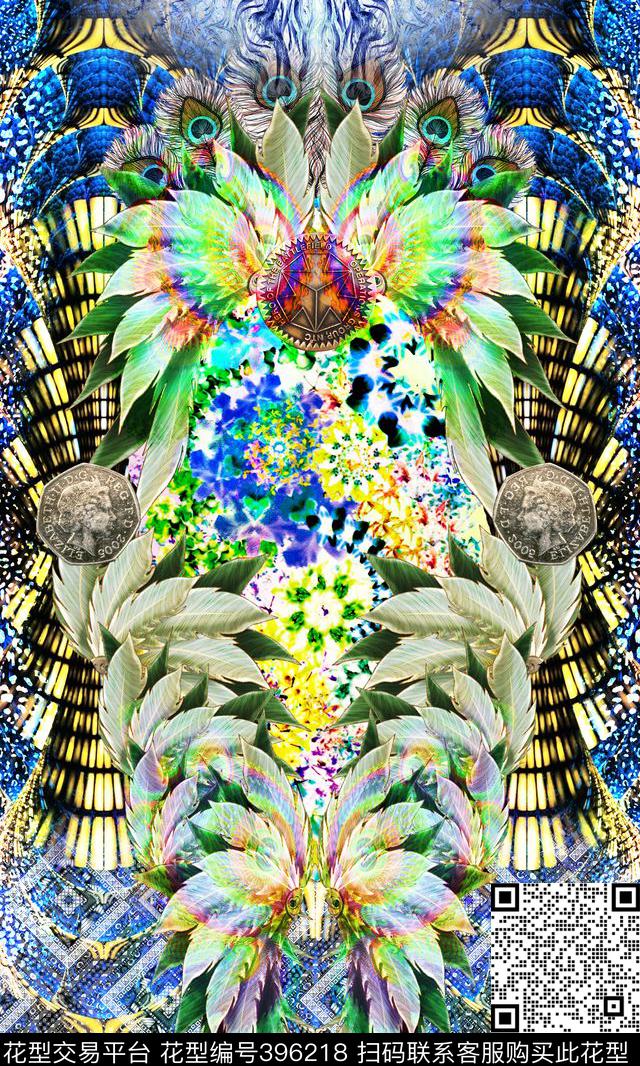 肌理钱币树叶数码印花华亿平台下载（图片编号: 396218） - 瓦栏（Walan）