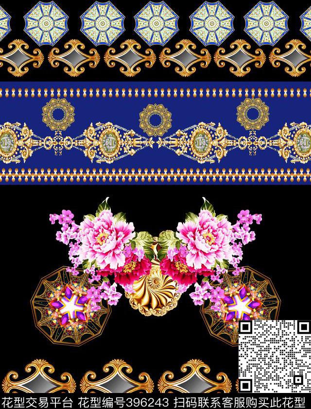 欧式复古金属格子花数码印花华亿平台下载（图片编号: 396243） - 瓦栏（Walan）